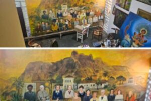 Flávio Tavares finaliza obra de arte com mural gigante no Hospital da Mulher