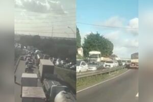 BR-230 registra congestionamento 'quilométrico' entre João Pessoa e Bayeux; PRF diz que foi informada sobre acidente br-230, congestionamento