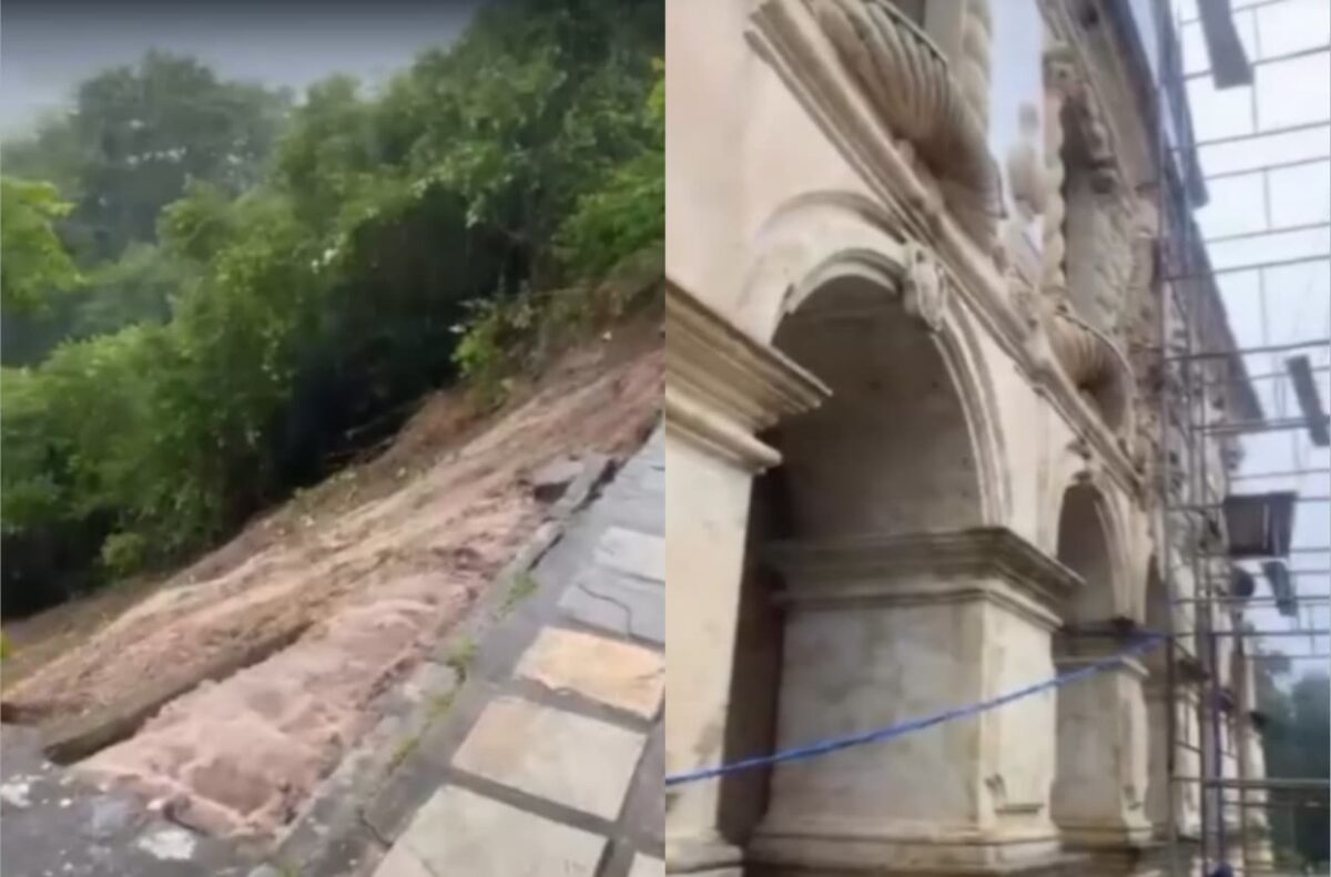 Chuvas fortes causam deslizamento de terra na lateral de igreja histórica, em Lucena Chuvas fortes causam deslizamento de terra na lateral de igreja histórica, em Lucena
