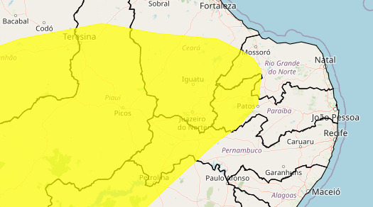 Alerta abrange a Paraba e outros estados do pas. (foto: reproduo/site Inmet) 