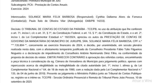 TCE multa prefeita de Juru por deixar de recolher mais de R$ 1,3 milho de contribuio previdenciria patronal