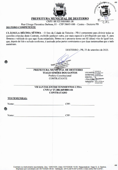 Contrato do show de Walkyria Santos. (foto: reprodução/Tramita/TCE-PB)