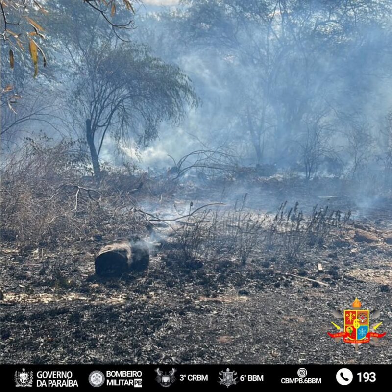 Inc�ndio no Vale dos Dinoussauros, em outubro de 2025. (foto: divulga��o/cbmpb.6bbm)