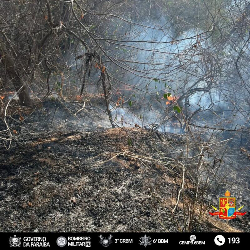 Inc�ndio no Vale dos Dinoussauros, em outubro de 2025. (foto: divulga��o/cbmpb.6bbm)