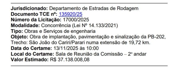 DER lança edital para implantação de 19 km de estrada