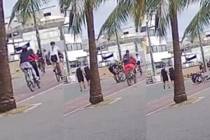 Acidente foi registrado na ciclovia de Manaíra, em João Pessoa. (foto: reprodução/instagram/@clilsonjr)