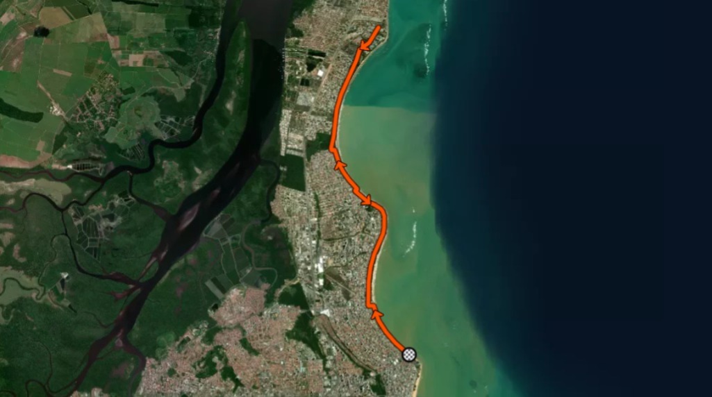 Percurso de 21 km da Meia Maratona de Joo Pessoa. (foto: reproduo/Meia Maratona de Joo Pessoa/Strava)