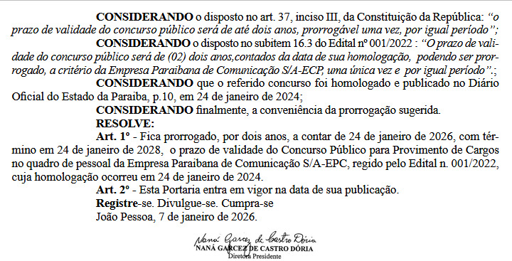 Portaria foi publicada no DOE - Foto: reprodução