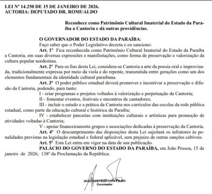 Cantoria se torna Patrimônio Cultural Imaterial da Paraíba