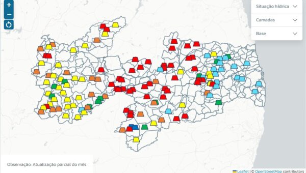 Mais de 70% dos açudes da Paraíba estão com nível de água abaixo da metade