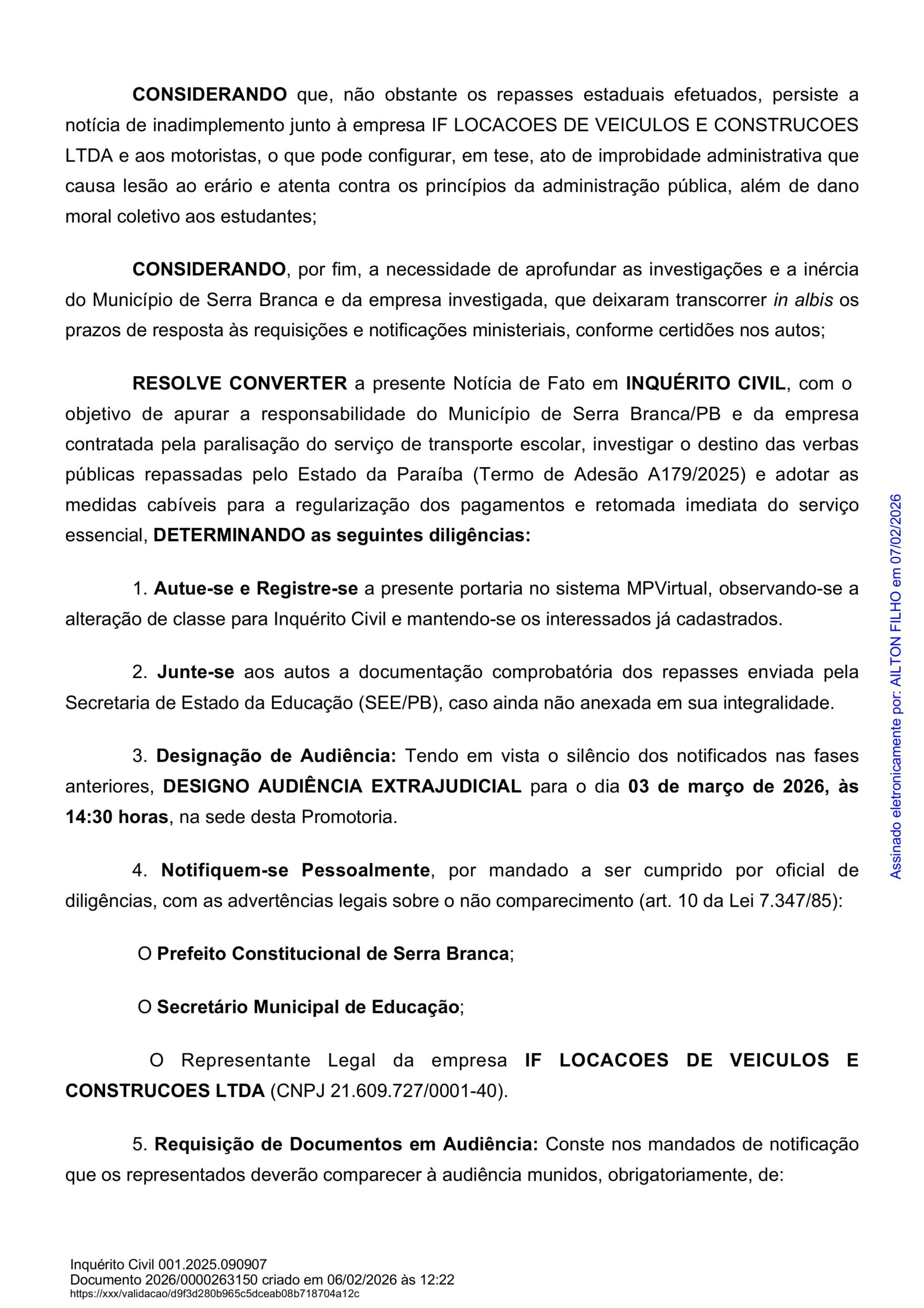 Foto: reprodução/MPPB