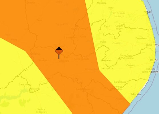 - Inmet renova alerta de chuva forte e ventos de até 60 km/h para toda a Paraíba