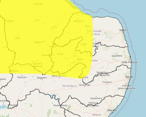 Inmet renova alerta de chuvas e ventos fortes para mais de 100 cidades do interior da paraíba