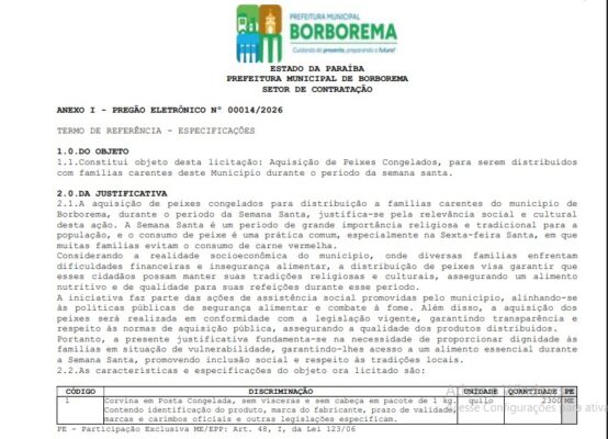 Licitação de Borborema