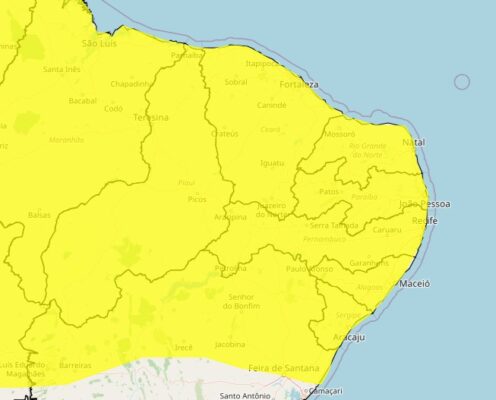 Inmet divulga aviso de chuva forte e ventos de até 60 km/h hoje em todas as cidades paraibanas