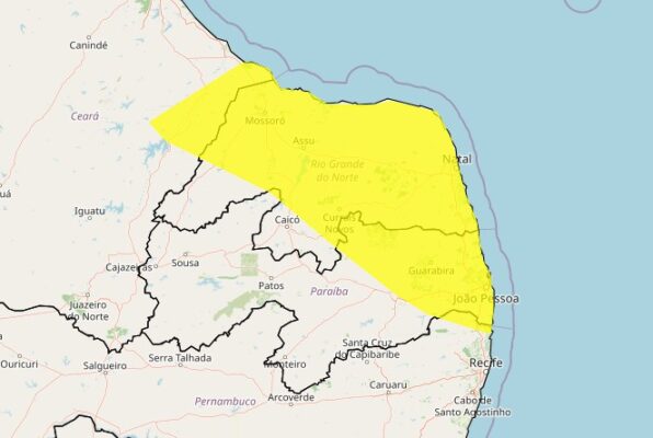 João Pessoa e mais 93 cidades paraibanas têm chuva forte
