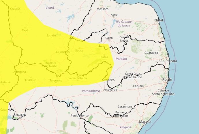 Inmet emite alerta de clima excessivamente seco hoje para 86 cidades da Paraíba
