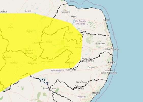 Inmet emitiu um novo alerta de clima excessivamente seco em 116 cidades da Paraíba