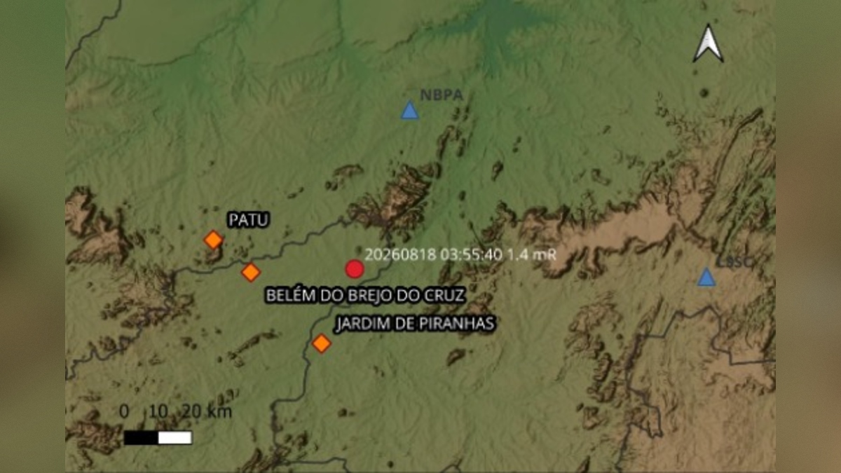 Tremor de terra de é registrado no Sertão da Paraíba