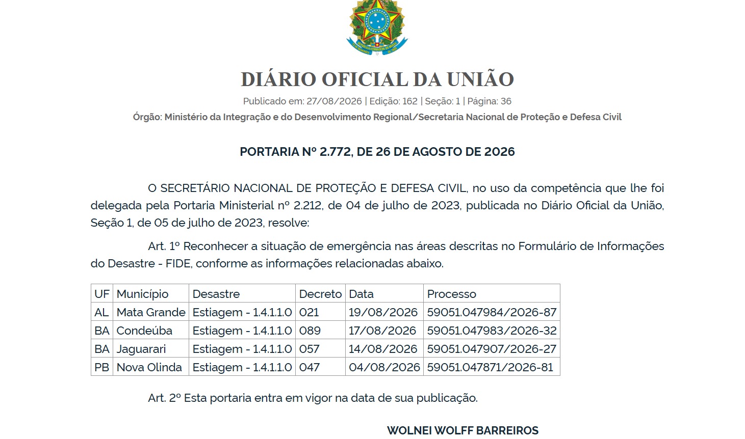 estiagem Nova Olinda